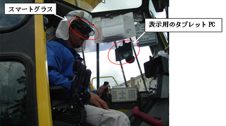 写真1 杭打ち機のオペレーターの操作状況