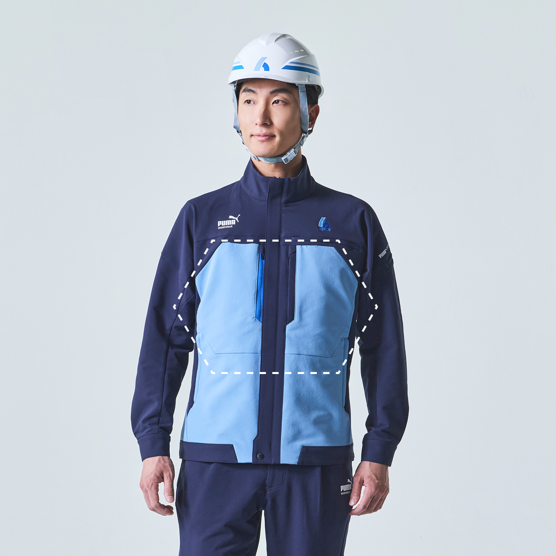 男性用ブルゾンの六角形デザイン