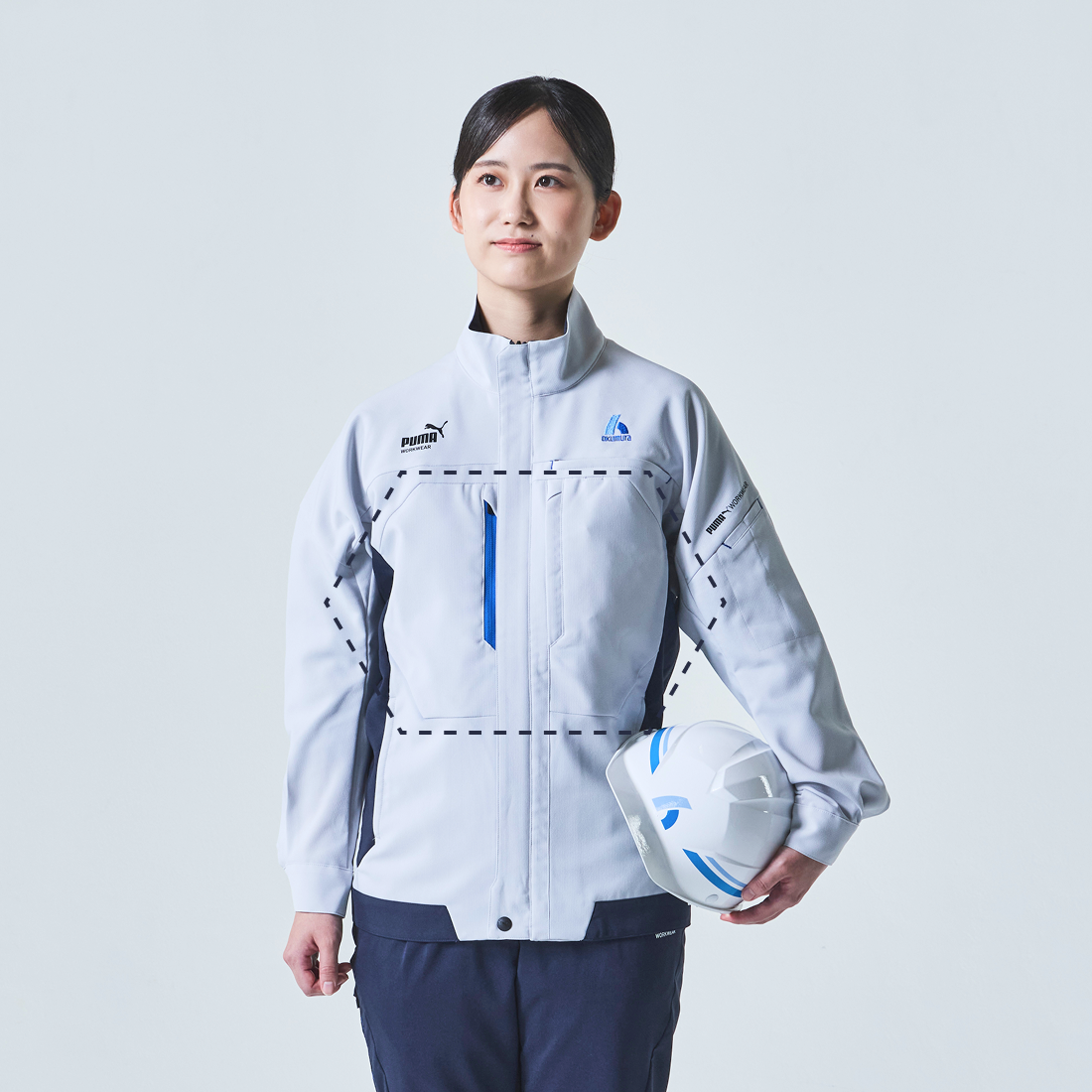 女性用ブルゾンの六角形デザイン